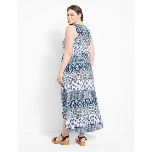 Size 18/20 2X MIXED PRINT HIGH-LOW‎ MAXI DRESS W/TIE + POCKETS Summer Plus Size - Picture 2 of 6